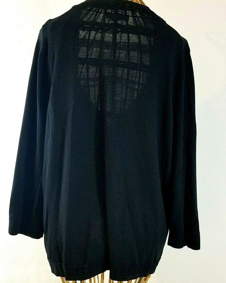 Lands' End Women Black Shrug Sweater Size Large 1 top closure Basic Capsule - Picture 6 of 8